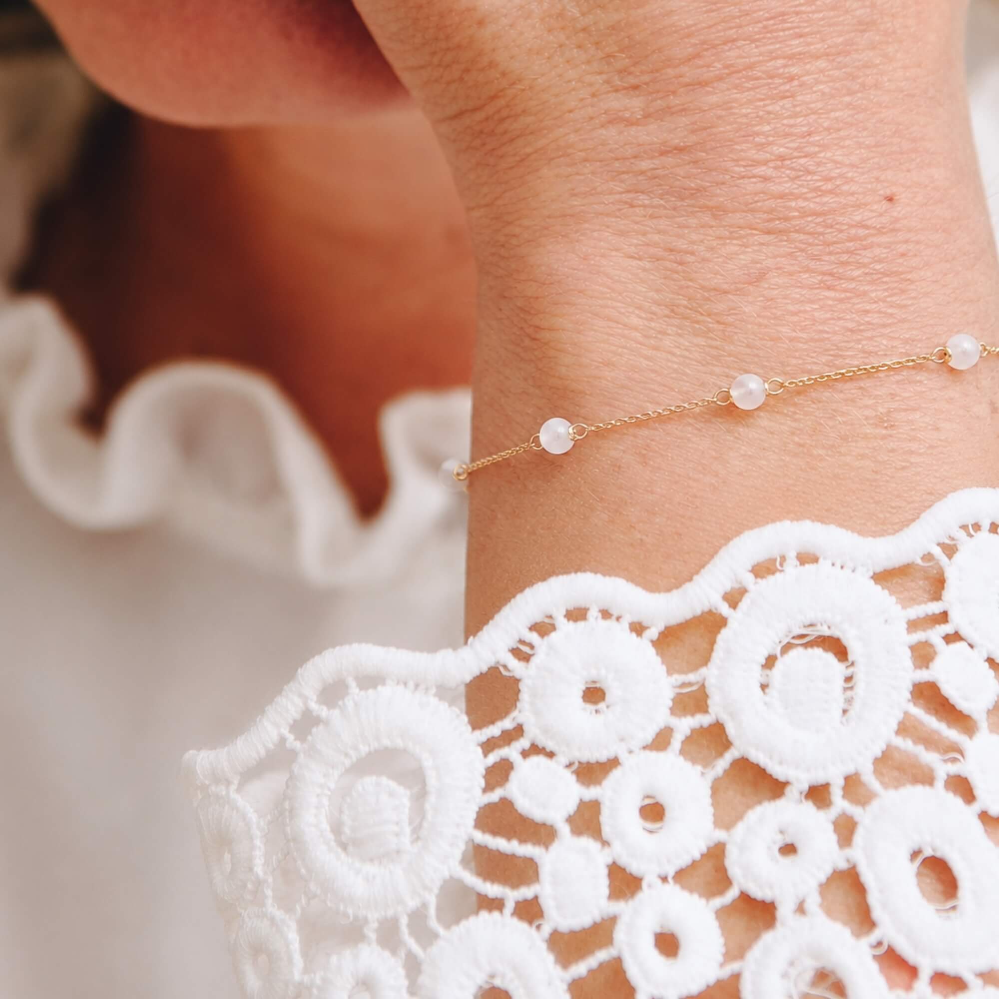 Armband rozenkwarts, geboortesteen oktober