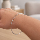 Zilveren Bangle pareldraad