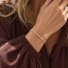 Zilveren Bangle pareldraad