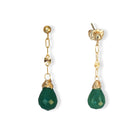 Lange oorbellen met edelsteen onyx in groen