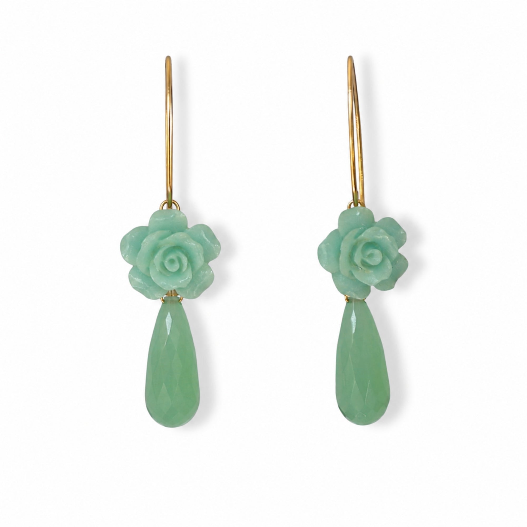 Elipse oorbellen met bloemen en chrysoliet pegels Oorbellen - Jewels with Flair