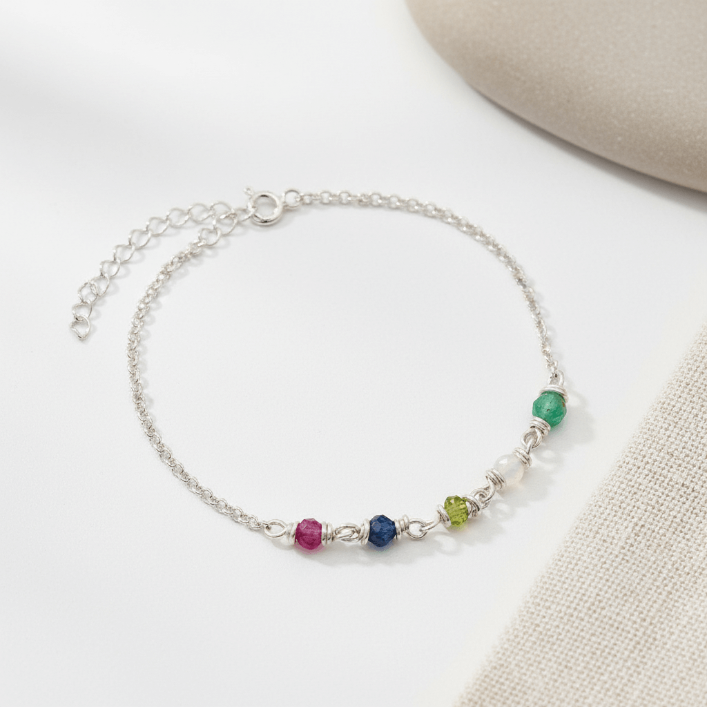 Geboortesteen armband zilver