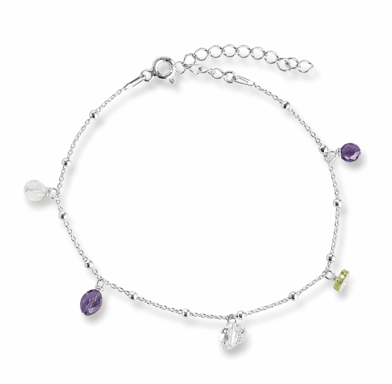 Geboortesteen bedel armband met echte edelstenen