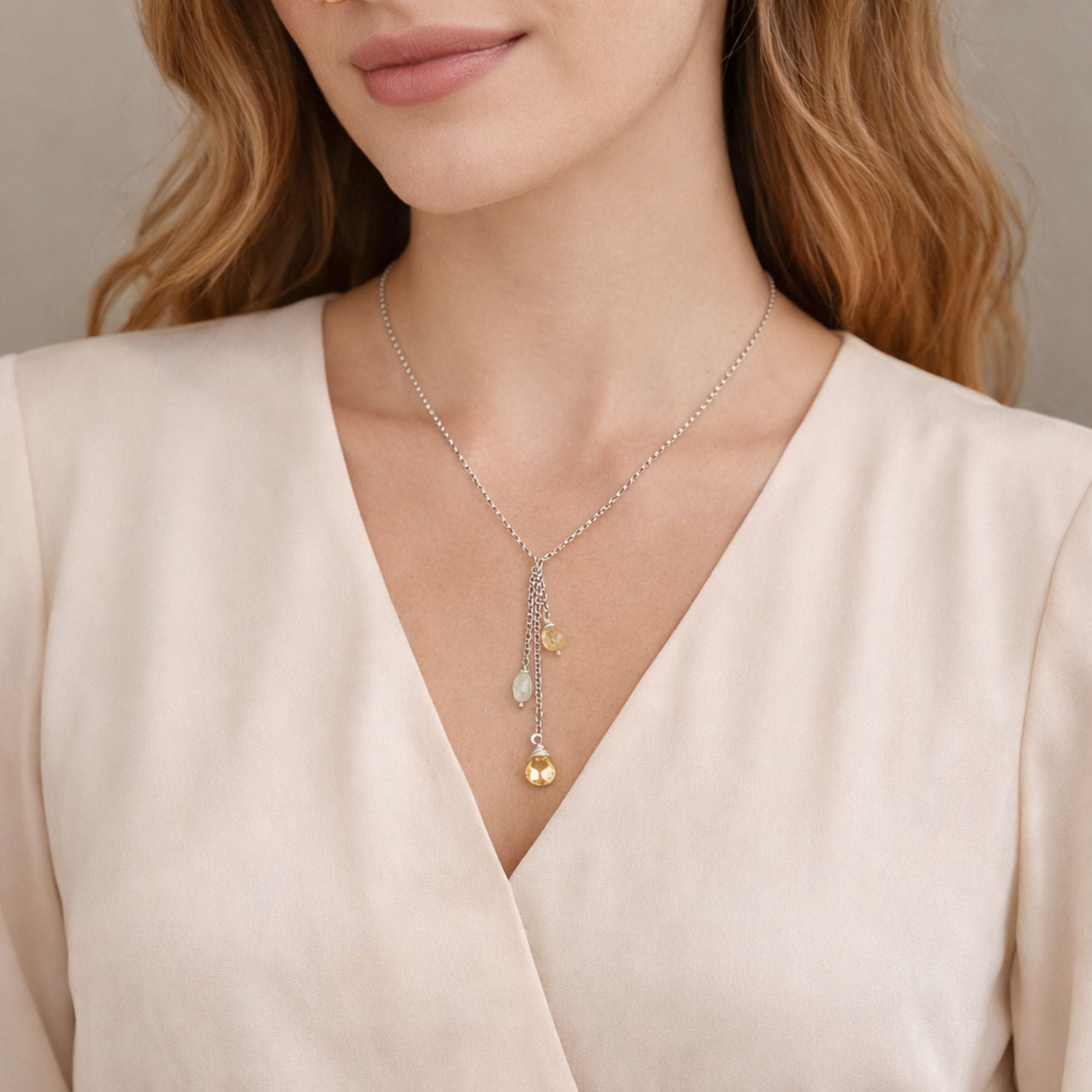 Geboortesteen ketting zilver met meerdere steentjes