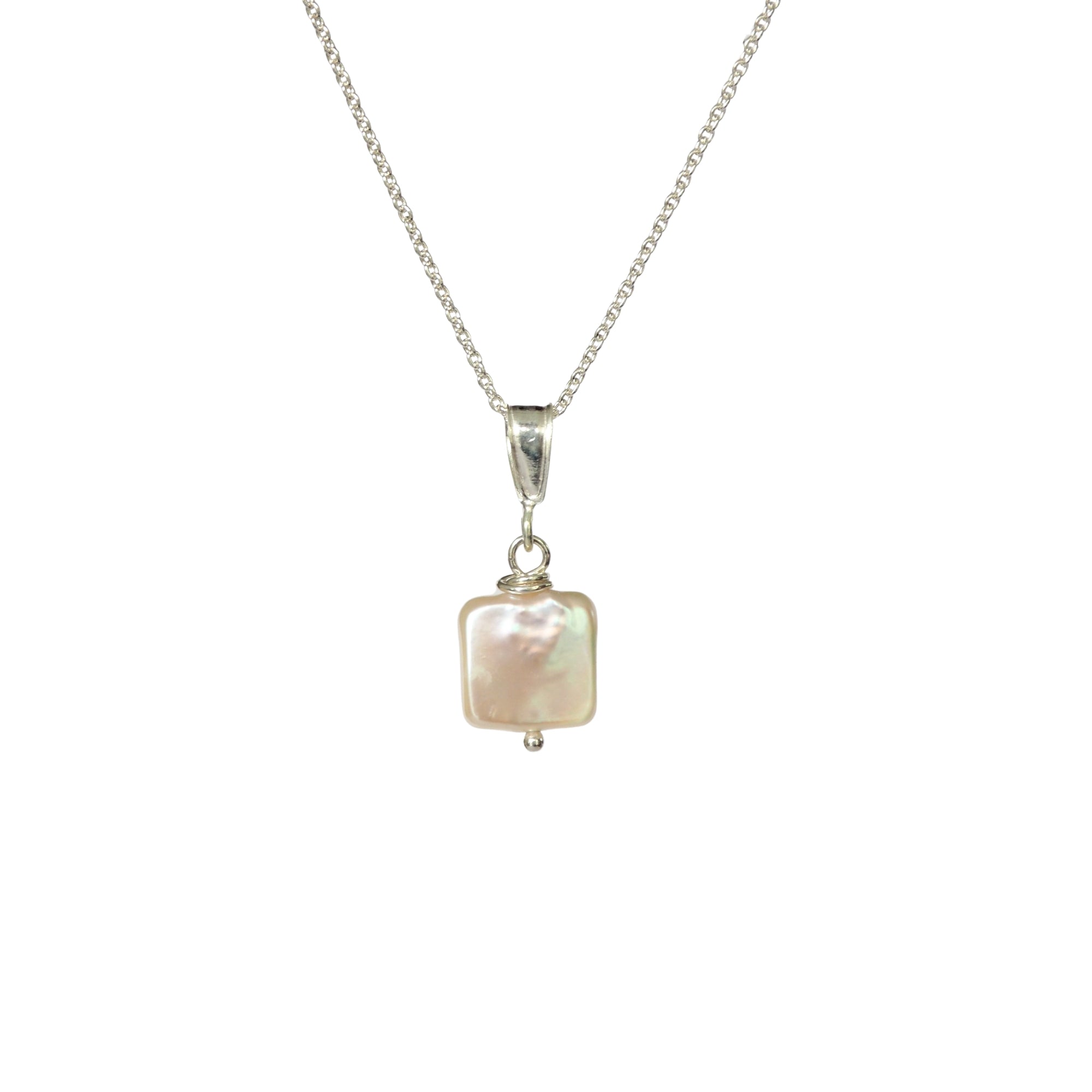 FreshWater popular Pearl Square Shape, Natural White Fresh water pearl, Size 17X17MM , Length 40 cm- Top Quality Pearl Necklace.