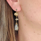 Handgemaakte oorbellen met citrien opaal en gele zoetwaterparels