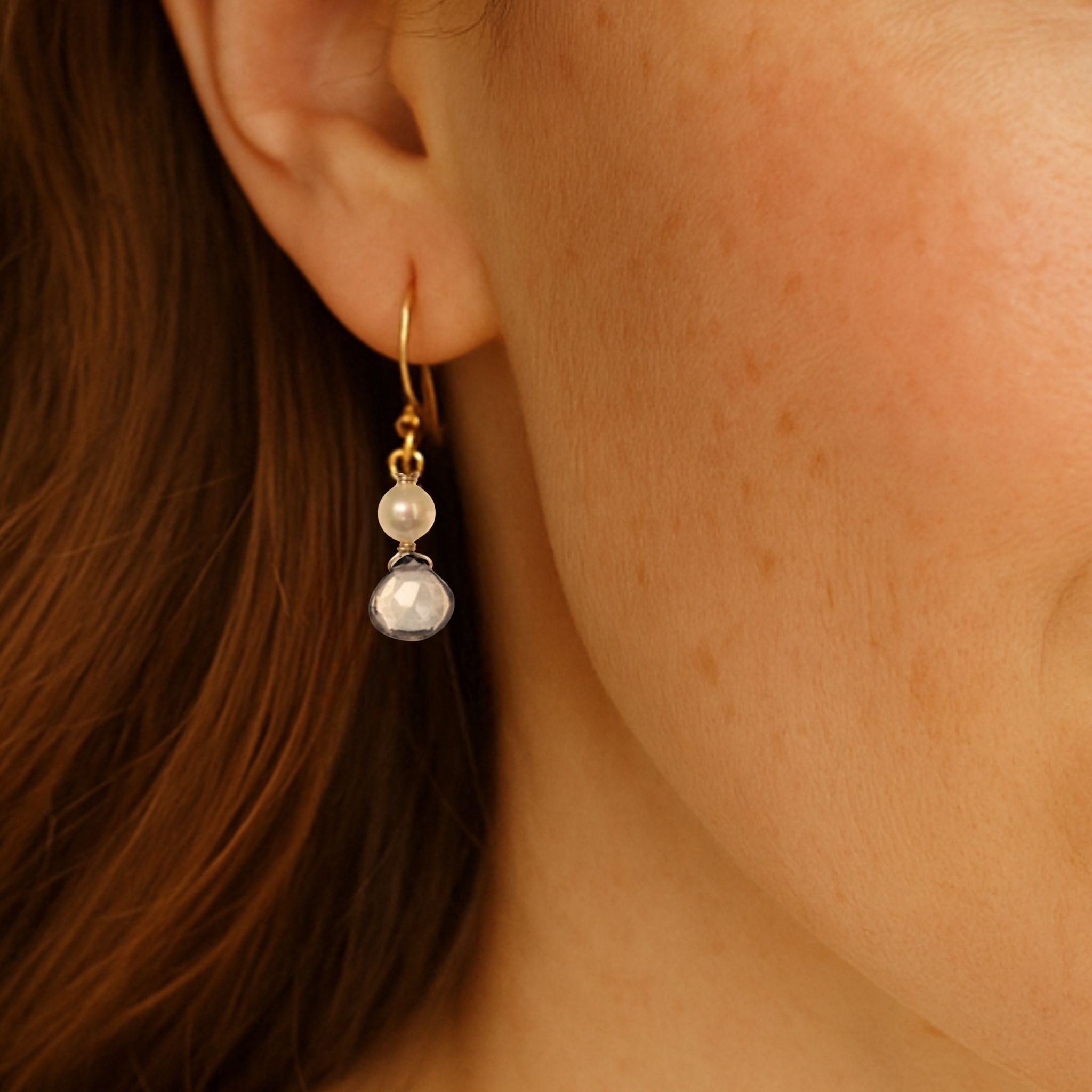 Oorbellen bergkristal en zoetwaterparels