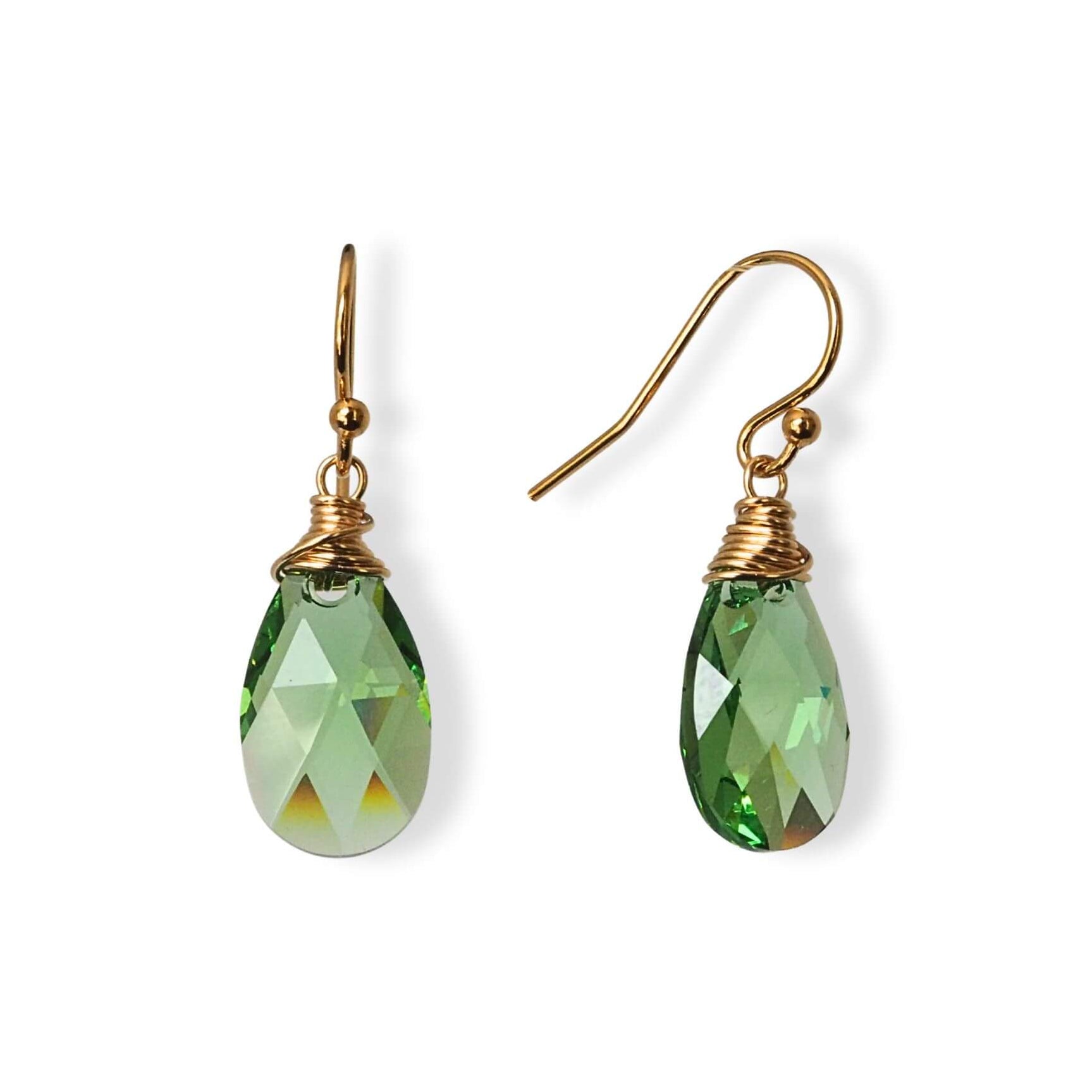 Swarovski oorbellen met groene druppels