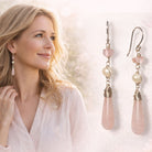 Oorbellen rozenkwarts pegels