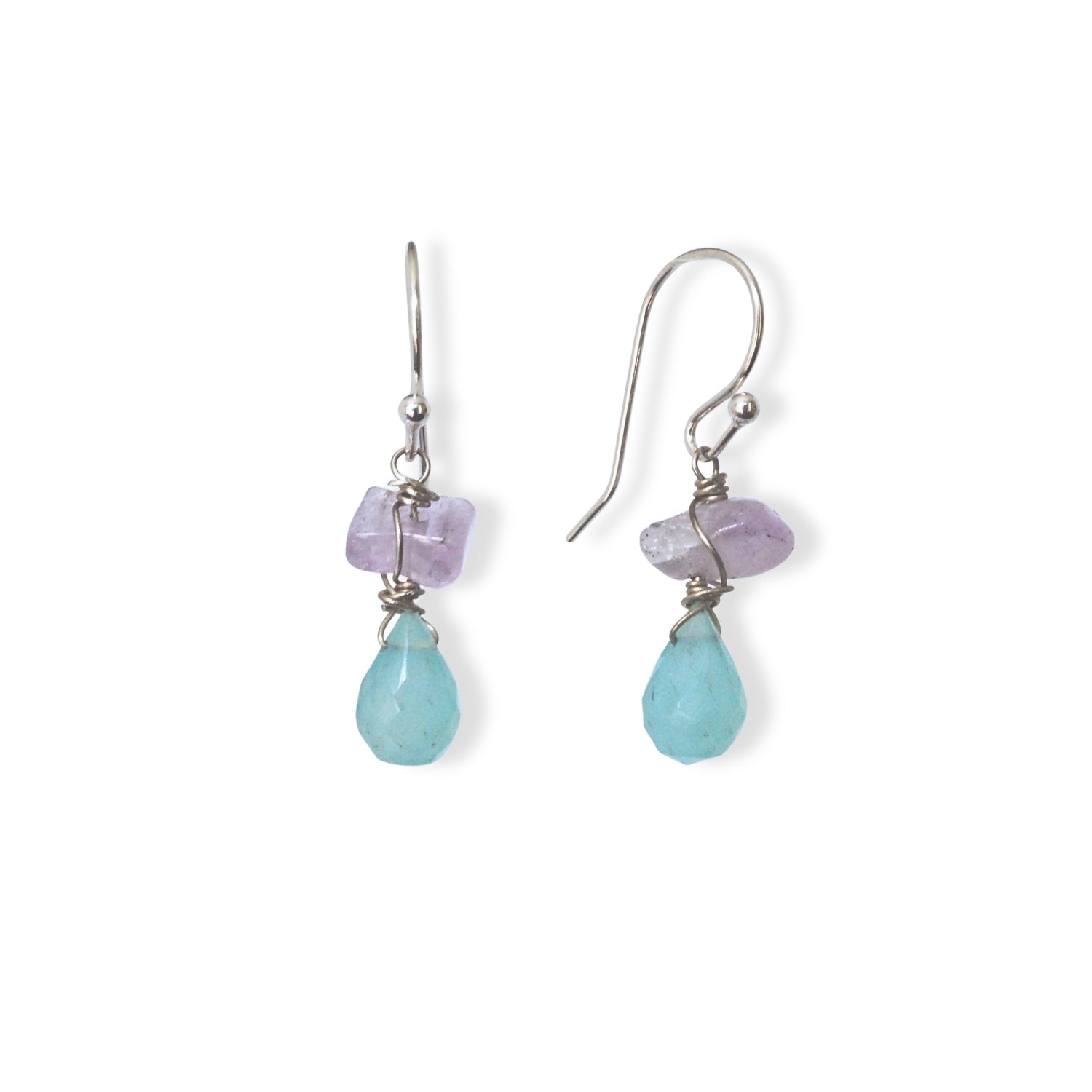 Oorbellen met edelsteen amethist en chalcedoon Oorbellen - Jewels with Flair