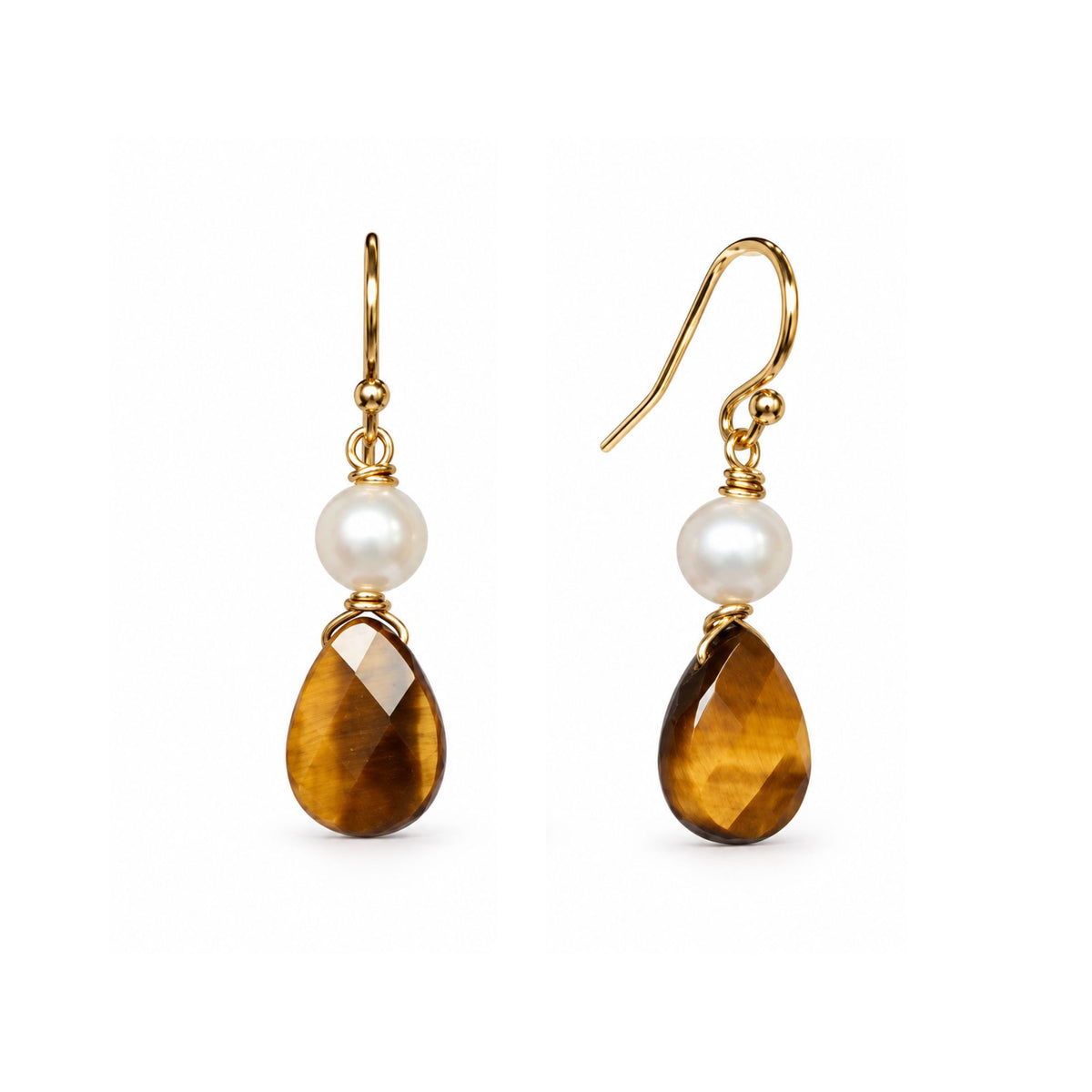 Oorbellen edelsteen tijgeroog gold filled