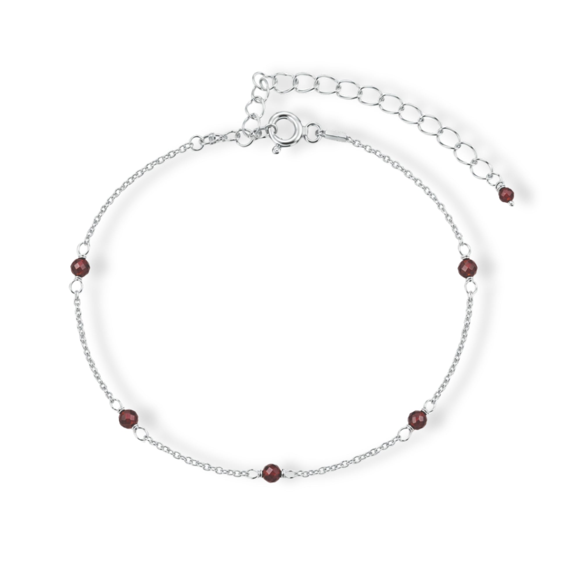 Armband zilver, granaat, geboortesteen januari
