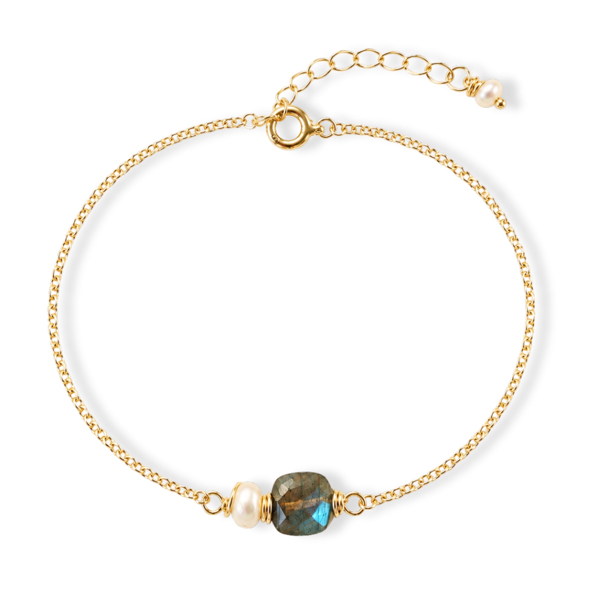 Armband goud met edelsteen labradoriet
