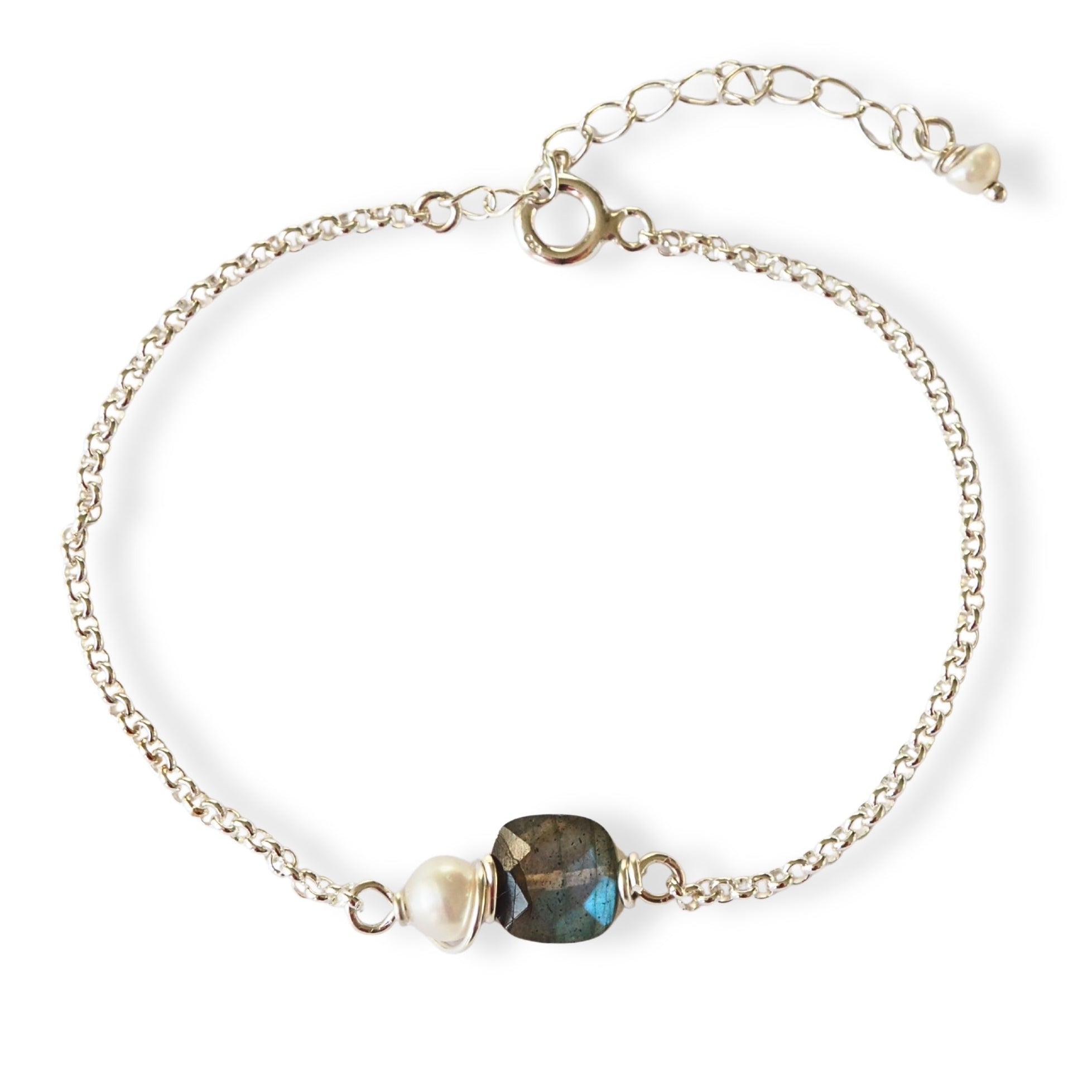 armband met labradoriet en zoetwaterparels in sterling zilver