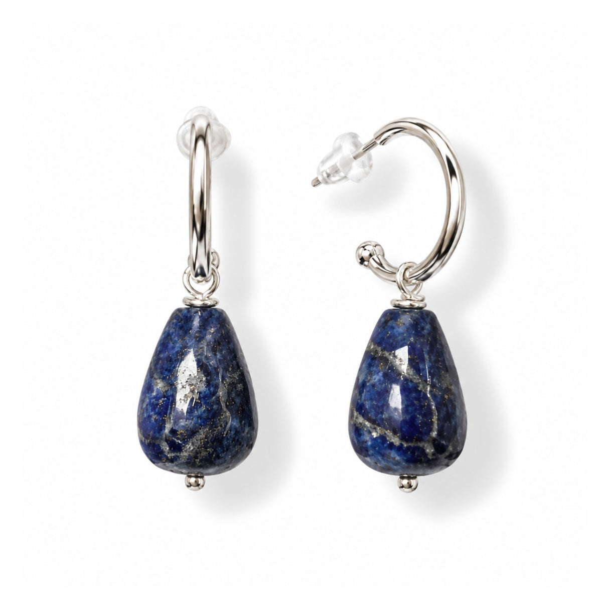 oorringen zilver met lapis lazuli steen