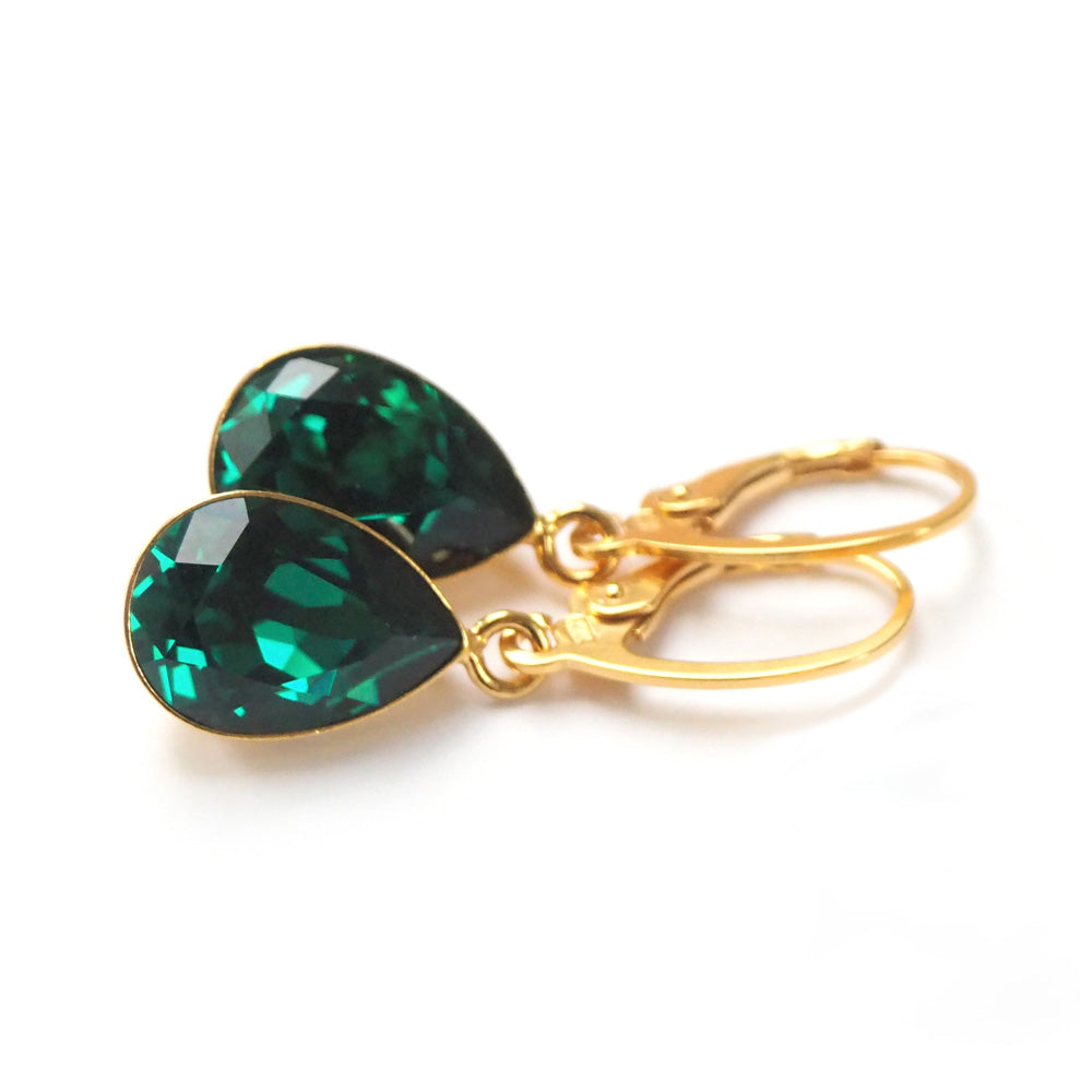 18k Gold Filled Floral Drop Earrings made w Swarovski Crystal Red Garnet  Stone | eBay