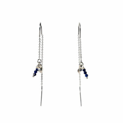 Threader oorbellen lapis lazuli tubes xs
